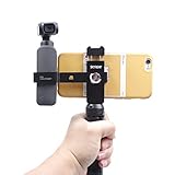 Skyreat Aluminum Handheld Phone Holder Tripod Mount Stand for DJI Osmo Pocket Accessories,w/Cold Shoe Interface & 1/4" Thread Support External Microphone & LED Light