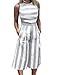 FANCYINN Women’s Striped Jumpsuits Sleeveless Wide Leg Pants Backless Romper Loose Playsuit with Pockets Grey S