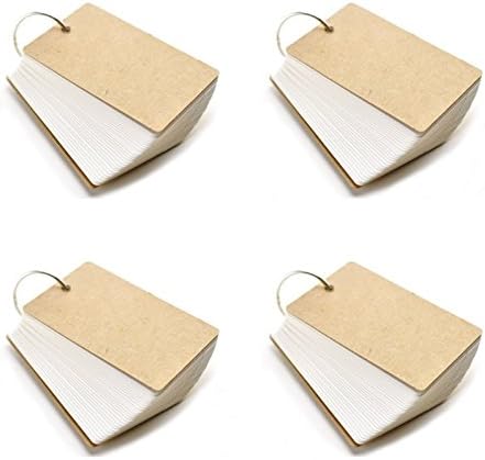 50 Unruled Blank White Pages,Binder Ring Easy Flip Flash Cards Study Cards(Pack of 4) (White)