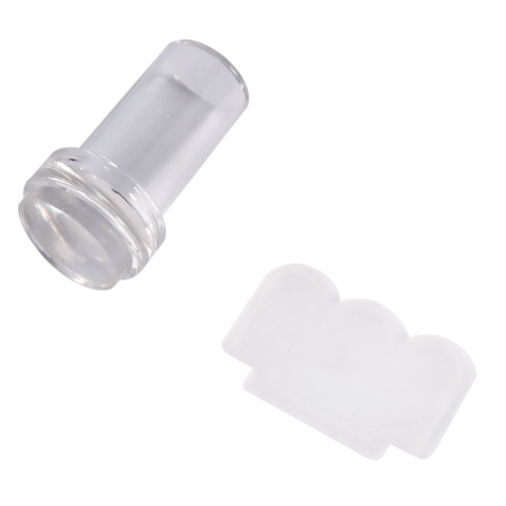 Fashion Nail Art Seal,Transparent Silicone Nail Polish Transfer Stamper & Scraper Set Nail Art Printing Tool
