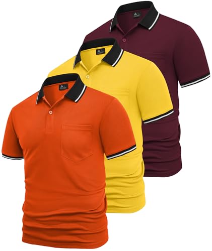 SwissWell Set of 3 Men's Polo Shirt Short Sleeve Golf Shirt Summer Sports Polo Shirts for Men T-Shirt