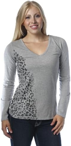 Women's Cotton Rich Knit Lounge Full Sleeve Tops - Leopard Spot Gray - Small