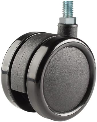 Twin Wheel Caster Solutions TWUN-75U-M31-BK 3" Diameter Nylon Wheel Unhooded Non-Brake Caster, 10 mm Diameter x 15 mm Length Threaded Stem, 132 lb Capacity Range