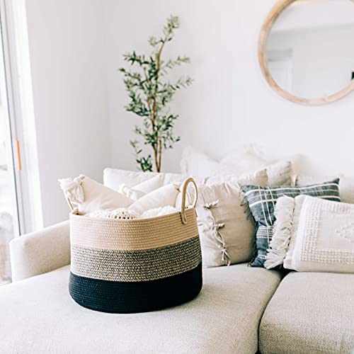 OrganiHaus Brown Extra Large Baskets for Organizing Throw Blanket