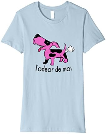 Womens L'odeor de moi - Funny Dog T-Shirt - Premium Fashion Tee Medium Baby Blue