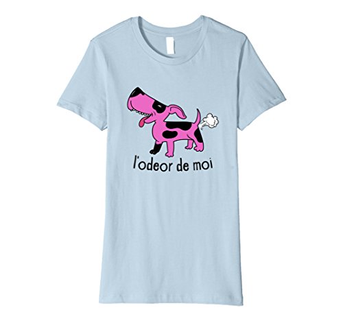 Womens L'odeor de moi - Funny Dog T-Shirt - Premium Fashion Tee Medium Baby Blue