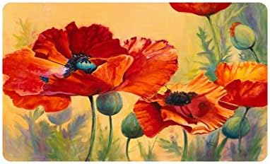 Beautiful Red Poppy Flower Art Custom Doormat Entrance Mat Floor Mat Rug Indoor/Outdoor/Front Door/Bathroom Mats Rubber Non Slip Size 30 x 18 inches