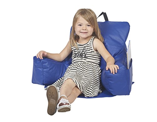 ECR4Kids Relax-N-Read Bean Bag Back Pillow Chair with Storage Pockets, Blue