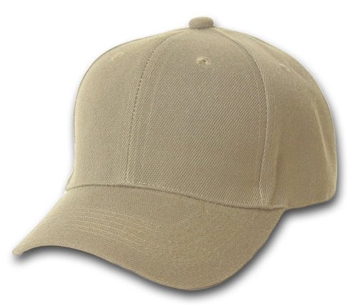 Plain Baseball Cap Blank Hat Solid Color Velcro Adjustable 13 Colors (Tan)
