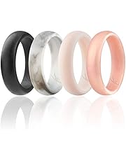 ROQ Silicone Wedding Ring for Women, Affordable Silicone Rubber Wedding Bands, 7 Packs, 4 Pack & Singles - Glitters & Metallic - Rose Gold, Silver, Pink, Black, Blue