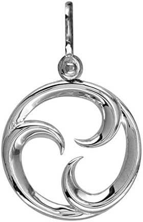 Small Circle Maori Tri Koru New Beginnings Charm with Three Curls in 14k White Gold