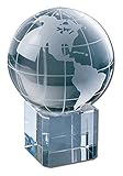 Crystal World Globe On Crystal Display Stand Base - 3.75 Inch
