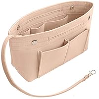 VANCORE Felt Insert Purse Organizer Handbag Cosmetic Travel Bag for Women Nude Large