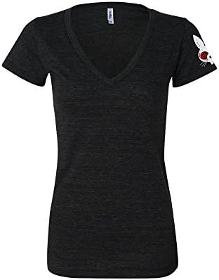 Mad Toto Women's V-neck T Shirt - Distressed Logo (Large)