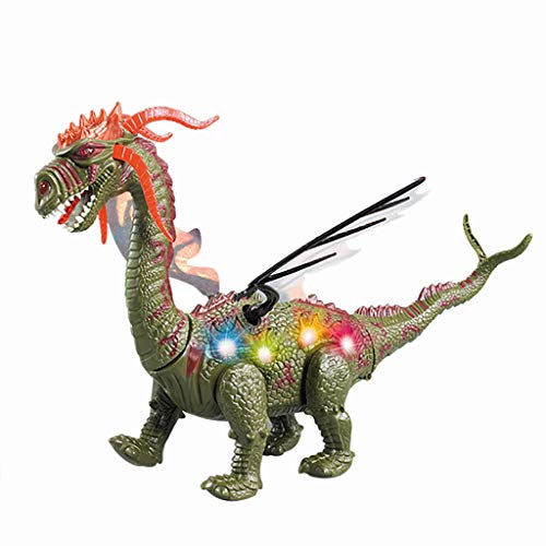 Amaping Electronic Dinosaur Robot Toy, Cute T-Rex Walking Glowing and Music Lay Eggs Dragon Light Up Sounds Toys Educational Baby Interactive Toys Xmas Gift (Green)