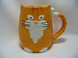 3-d Figural Orange Tabby Cat 16 Oz Coffee Tea Mug Cup Hand Painted By Tag