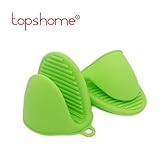 Silicone Heat Resistant Cooking Pinch Mitts, Mini Oven Mitts, Gloves, Cooking Pinch Grips, Pot Holder and potholder for kitchen, byTopshome(Green)