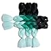 Lady Corner Ombre Braiding Hair 24inch Jumbo Braids High Temperature Fiber Synthetic Hair Extension 5pcs/Lot 100g/pc for Twist Braiding Hair (24inch(Pack of 5), Black-Emerald Green-Grey Green)