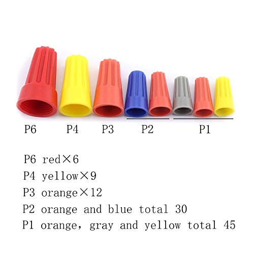 Maxmoral 102pcs/Box Twist-On Electrical Wire Connectors 5 Size Assorted Screw Terminals with Spring Insert Wring Nuts Caps