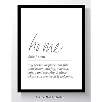 HOME Definition Wall Art - 11x14 UNFRAMED Print - Black and White Minimalist, Dictionary-Style Quote Typography Decor.