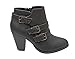 Forever Women's Buckle Strap Block Heel Ankle Booties