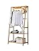 Ufine Bamboo Clothes Rack Heavy Duty Garment Rack Coat Hanging Stand with 6 Hooks, 3 Tier Storage Shelves Closet Organizer for Bedroom, Living Room, Guest Room, Apartment and Entryway
