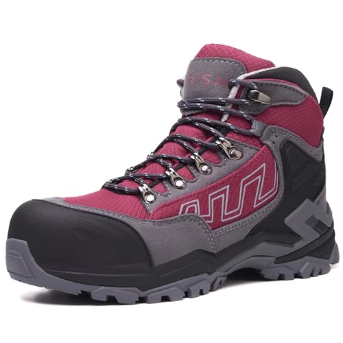 KOIFISH Botas de Seguridad para Hombre Mujer S3 Impermeable Botas de Trabajo Punta Compuesta Antideslizante Antiestático Calzado de seguridad de Caña Alta
