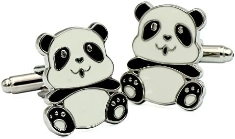Lovely Panda Bear Black White Animal Pair Cufflinks With Gift Box