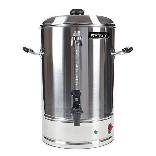 SYBO Commercial Grade Stainless Steel 10 Liters 70 Cups Coffee Maker and Hot Water Heater Urn Pot for Catering and Restaurants