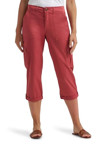 Lee Women's Ultra Lux Comfort with Flex-to-Go Cargo Capri Pant, Cinnamon Red, 14