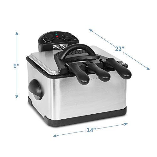 Elite Gourmet EDF401T Electric Immersion Deep Fryer 3Baskets, 1700