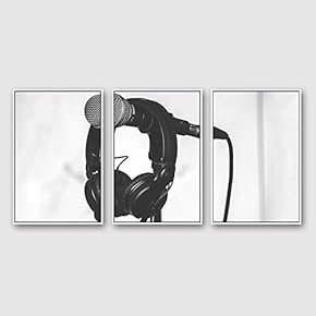 Framed Canvas Wall Art for Living Room, Bedroom Microphone Canvas Prints for Modern Home Decoration Ready to Hang - 16"x24"x3 Panels