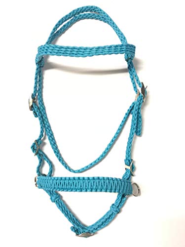 bitless bridle horse tack side pull hackamore neon turquoise headstall
