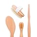 Exfoliating Dry Or Wet Body Wash Brush Set for Dry Brushing, Improving Circulation and Reducing Cellulite to Rejuvenate Skin - 4 Piece Natural Boar Bristle Set