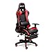 HULLR Gaming Racing Computer Office Chair With Foot Rest, Executive High Back Ergonomic Reclining Design With Detachable Lumbar Backrest & Headrest (PC PS4 XBOX Laptop) (Black/Red)
