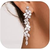 Silver Long Sparkling Earrings for Women Cubic Zirconia Tassel Dangle Drop Earrings Dainty Minimalist for Prom Party Jewelry
