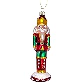 JUNIWON Christmas Tree Hanging Ornament Nutcracker Figurine Decoration Glass Hand Blown Holiday Xmas Keepsake for Holidays Home Parties