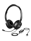 Mpow USB Headset with Monitoring Mode, 3.5mm Computer Headset with Noise Cancelling Microphone, Lightweight On-Ear Skype Headset with Mic for PC, Cell Phone, Tablet