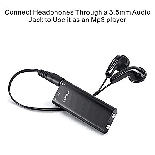 Mini Voice Recorder,USB Voice Recorder with MP3,Rechargeable Digital Voice Recorder, 8GB Memory by Seanme(Black)