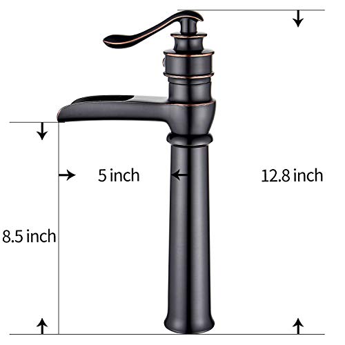 HOROW Oil Rubbed Bronze Bathroom Vessel Sink Faucet Waterfall Singe Handle One Hole Basin Mixer Tap Tall Body