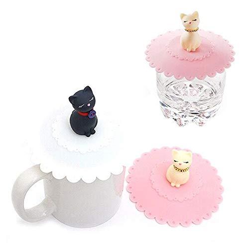 Rimobul 3 pcs Lovely Cats Lid Watertight Silicone Cup Lid Cover Mug Cap Block dust Leakproof Lid (Cat) - Thumbnail 4