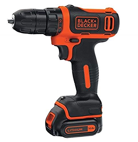 Black + Decker Compact Drill with 2 Batteries 10.8 V, Orange, BDCDD12K1-Qw, 10.8 V