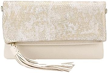 GiGi New York Stella Fold-over Clutch Lizard (MetIvory)