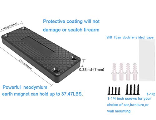 DB Gun Magnet Mount, 37.47 lb Rating,Magnetic Gun Holster| Rubber Coated Gun Holder for Handgun, Shotgun, Rifles, Revolvers| Beside Holster, Using in Cars, Trucks, Wall, Desk 4PACK - Thumbnail 2