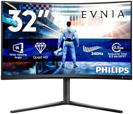 32M2C5500W Monitor QHD de 32 polegadas, 240Hz, VA Rápido, 0,5 ms MPRT, Sincronização Adaptativa, HDR400, FreeSync Prem Pro, Altura Ajustável (2560x1440, 2X HDMI 2.0, DP 2X 1.4, Hub USB), Cinzento