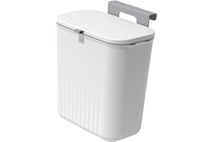 Beaupretty Hanging Trash Can with Lid 15L Plastic Kitchen Waste Bin for Cabinet Door Storage