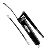 FIXSMITH Professional Lever Action Grease Gun- Heavy Duty Construction-10,000 PSI Max Pressure,Includes 12" Reinforced Flex Hose & 7" Rigid Extension,2-Way Loading-14 oz.Cartridge & Bulk Fill.