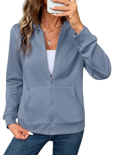 SHEWIN Womens Hoodies Casual Lightweight Comfort Womens Zip Up… at Amazon