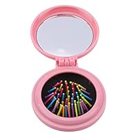 LANWF Mini Round Folding Hair Comb Hair Brush with Mirror Portable Compact Travel Hairbrush for Women Gift,Pink