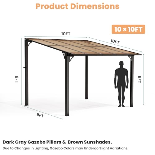 Pamapic 10x10FT Wall Mounted Gazebo Review: Hardtop Lean-to Patio Awning image 20